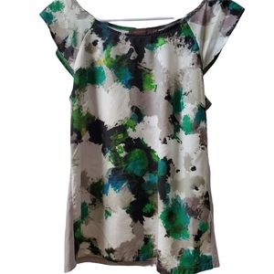 THE LIMITED modern watercolor blouse with flutter sleeves